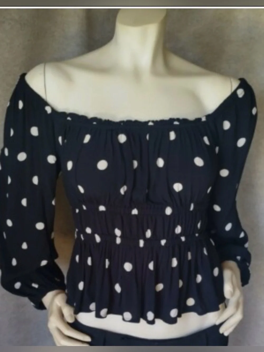J. Crew Puff Sleeve Drapey Crepe Top in Polka Dots Size L